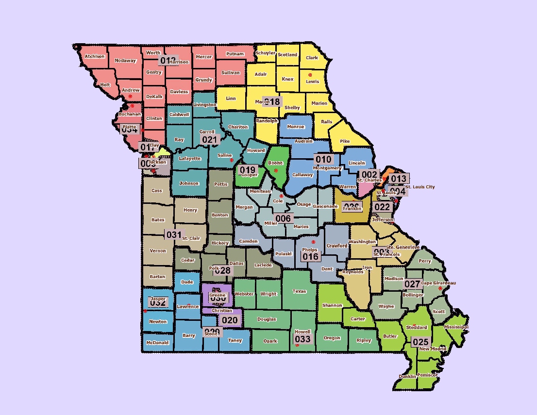 Missouri State. Mo State Map. City of Warren. Kapaz District Map. State district